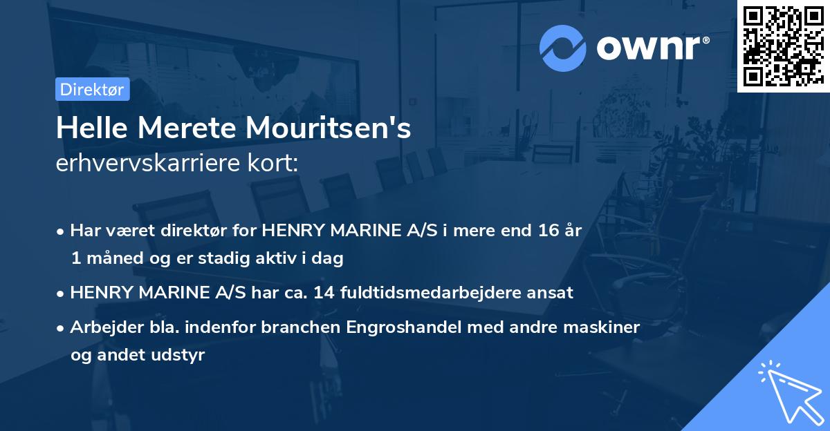 Helle Merete Mouritsen's erhvervskarriere kort