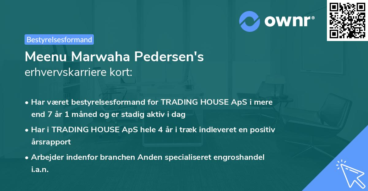 Meenu Marwaha Pedersen's erhvervskarriere kort