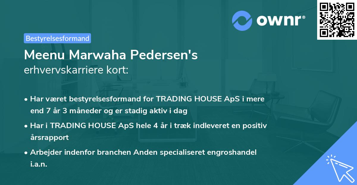 Meenu Marwaha Pedersen's erhvervskarriere kort
