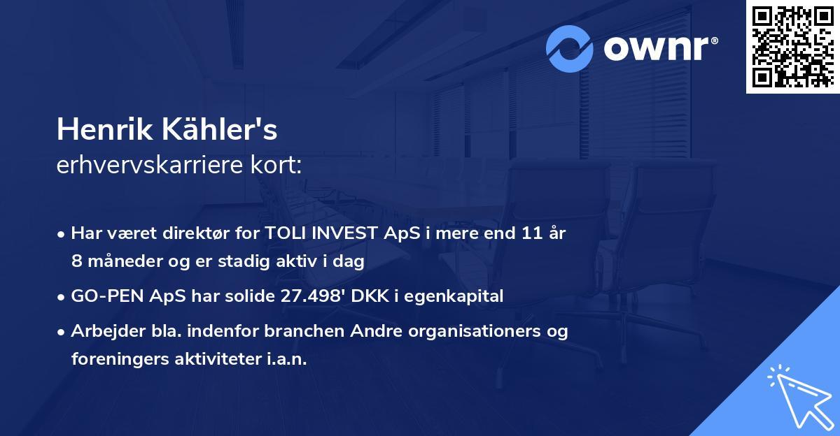 Henrik Kähler's erhvervskarriere kort