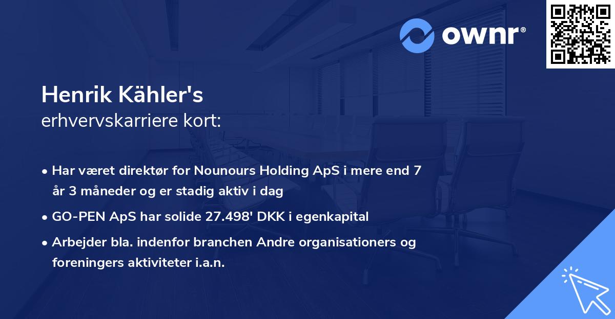 Henrik Kähler's erhvervskarriere kort
