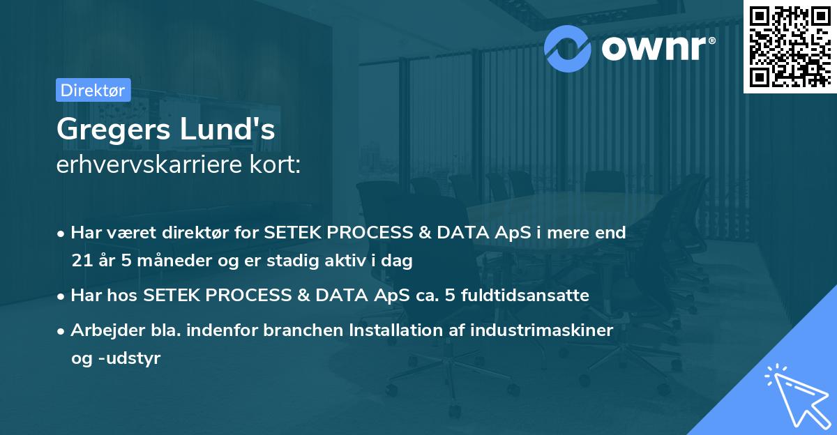 Gregers Lund's erhvervskarriere kort