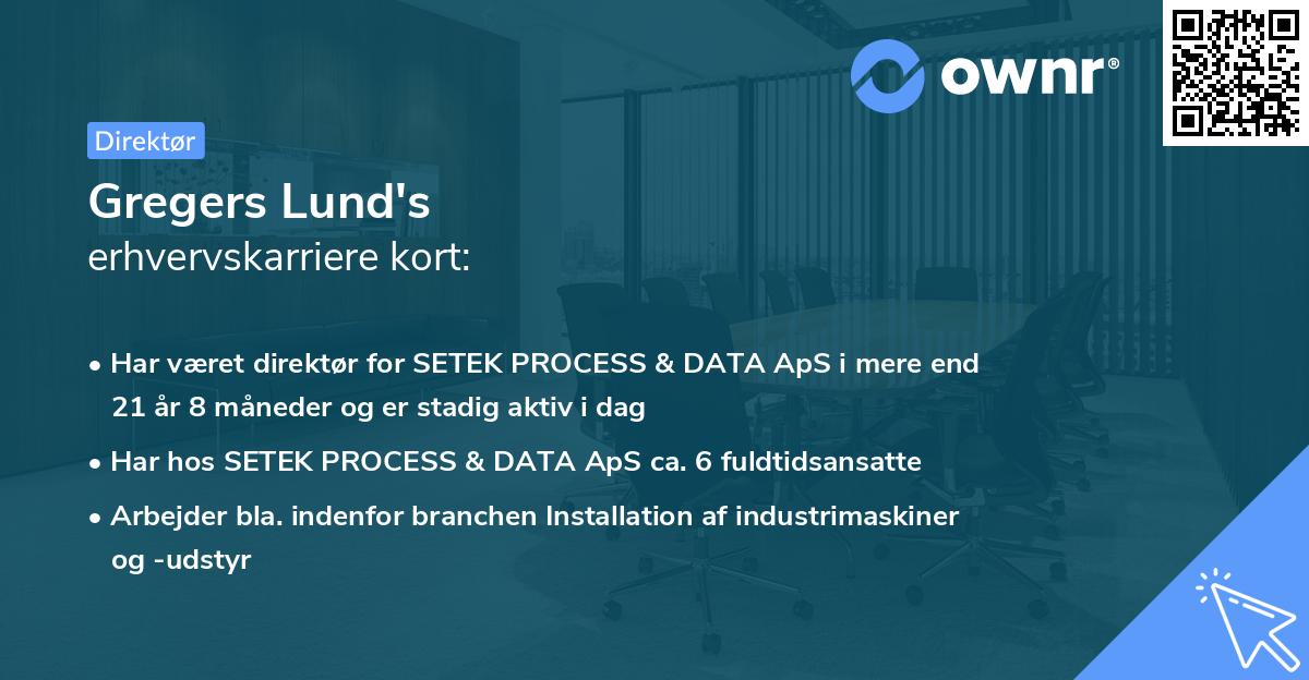 Gregers Lund's erhvervskarriere kort