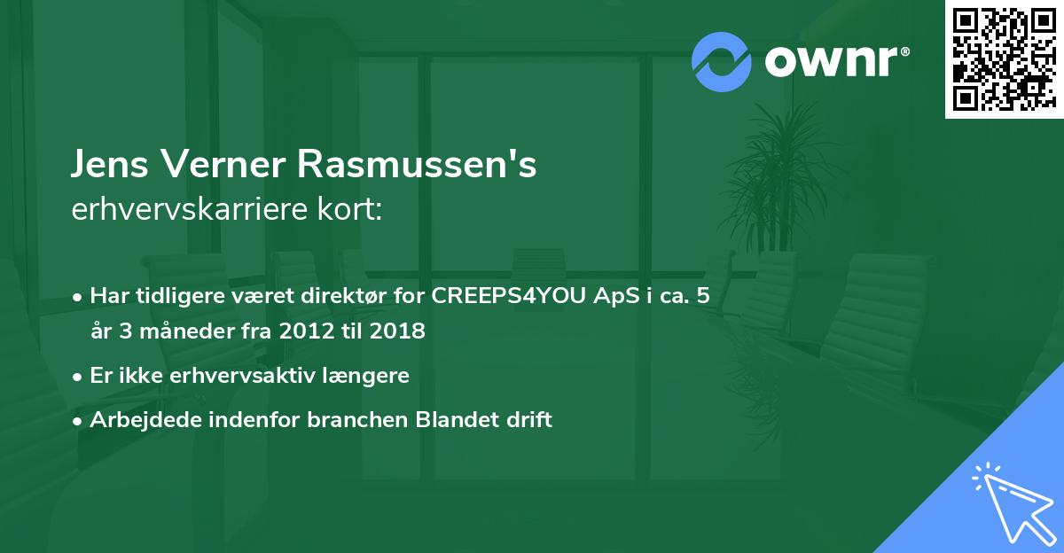 Jens Verner Rasmussen's erhvervskarriere kort