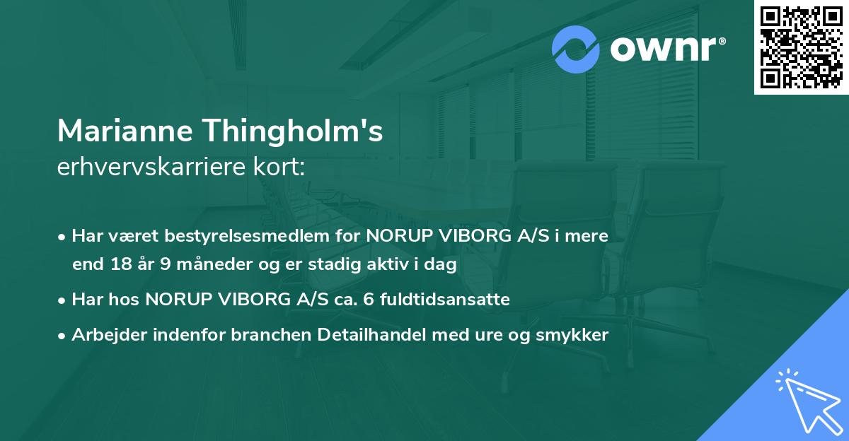Marianne Thingholm's erhvervskarriere kort