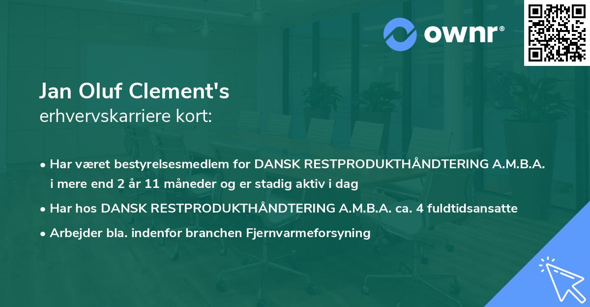 Jan Oluf Clement's erhvervskarriere kort