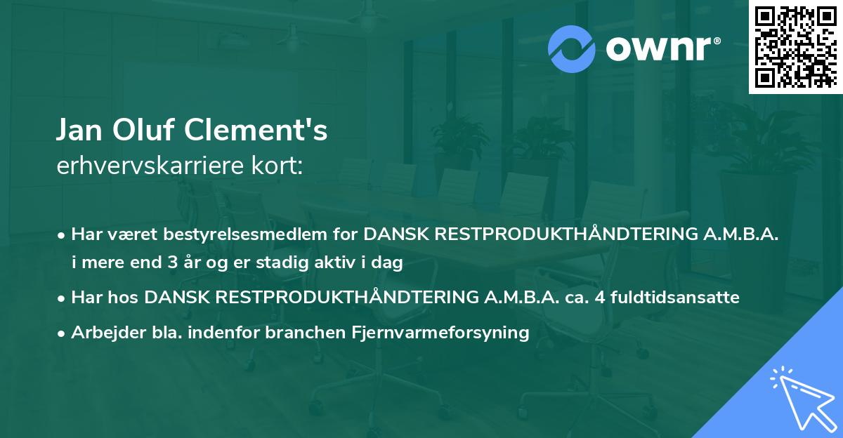 Jan Oluf Clement's erhvervskarriere kort
