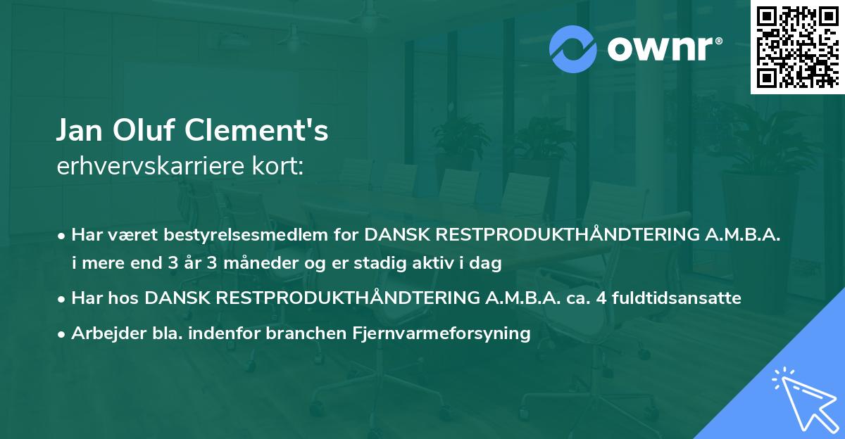 Jan Oluf Clement's erhvervskarriere kort