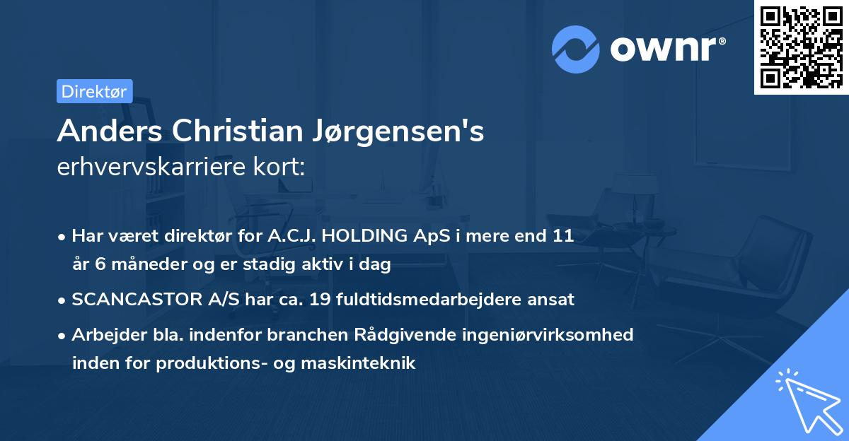 Anders Christian Jørgensen's erhvervskarriere kort
