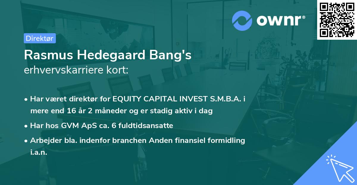 Rasmus Hedegaard Bang's erhvervskarriere kort