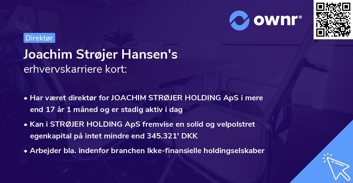 Joachim Strøjer Hansen's erhvervskarriere kort