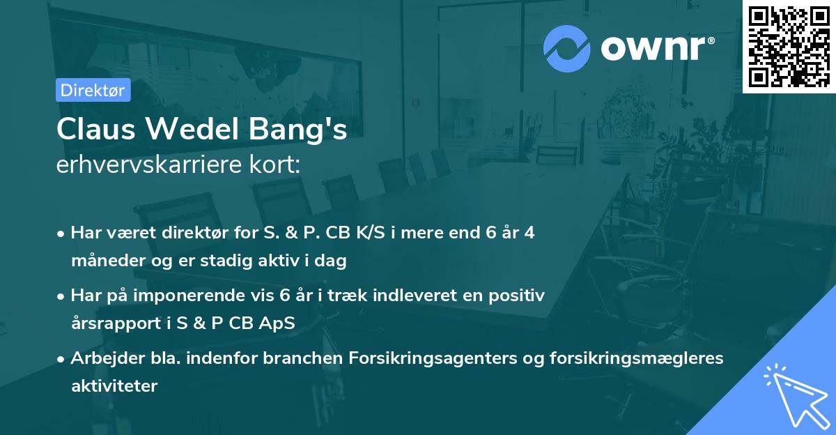 Claus Wedel Bang's erhvervskarriere kort