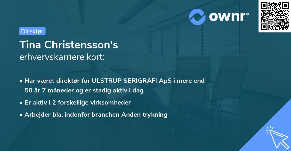 Tina Christensson's erhvervskarriere kort