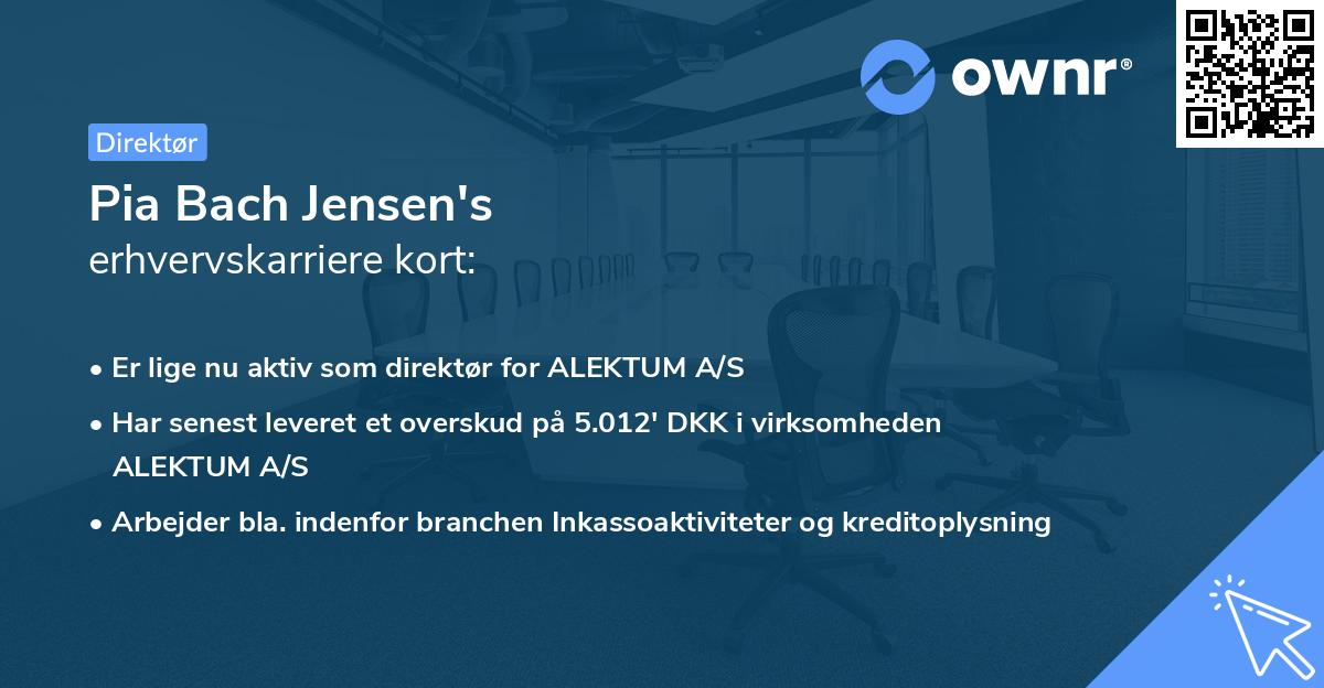 Pia Bach Jensen's erhvervskarriere kort