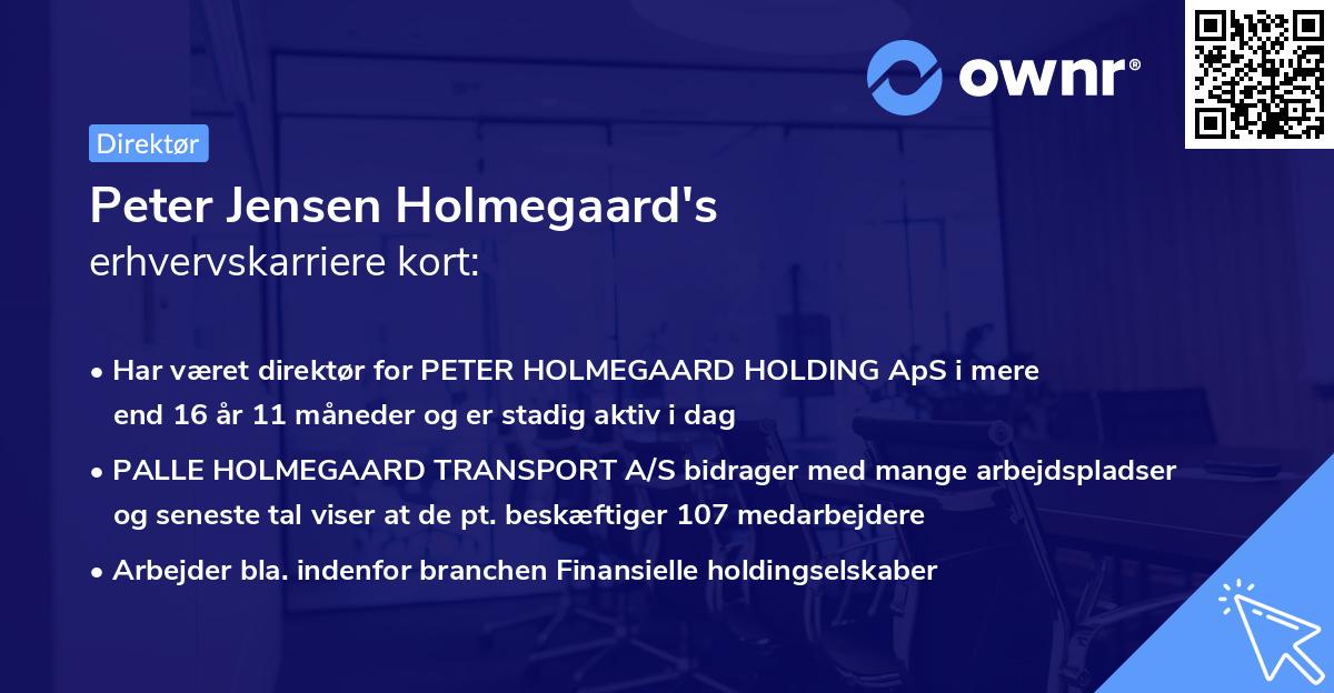 Peter Jensen Holmegaard's erhvervskarriere kort
