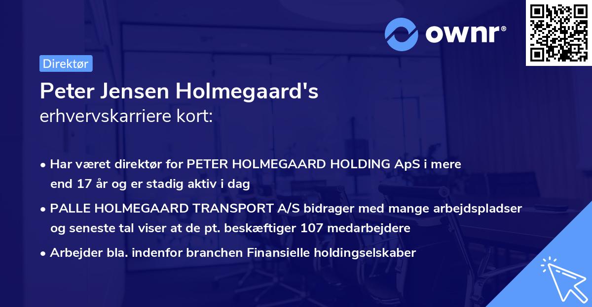 Peter Jensen Holmegaard's erhvervskarriere kort