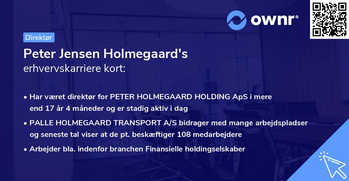 Peter Jensen Holmegaard's erhvervskarriere kort