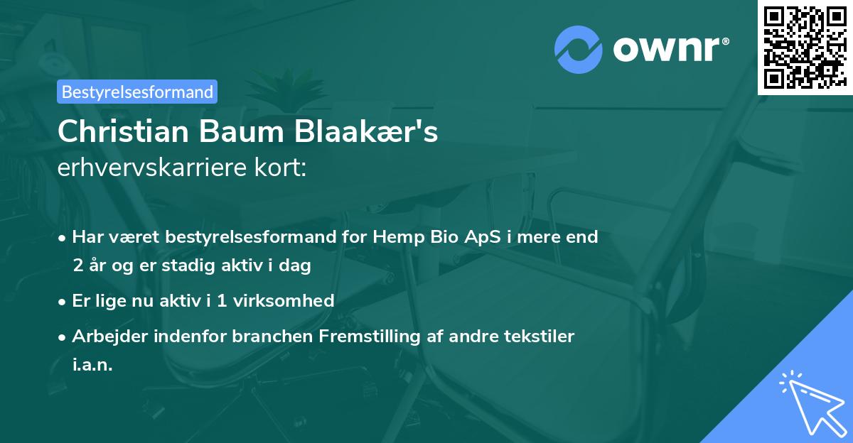 Christian Baum Blaakær's erhvervskarriere kort