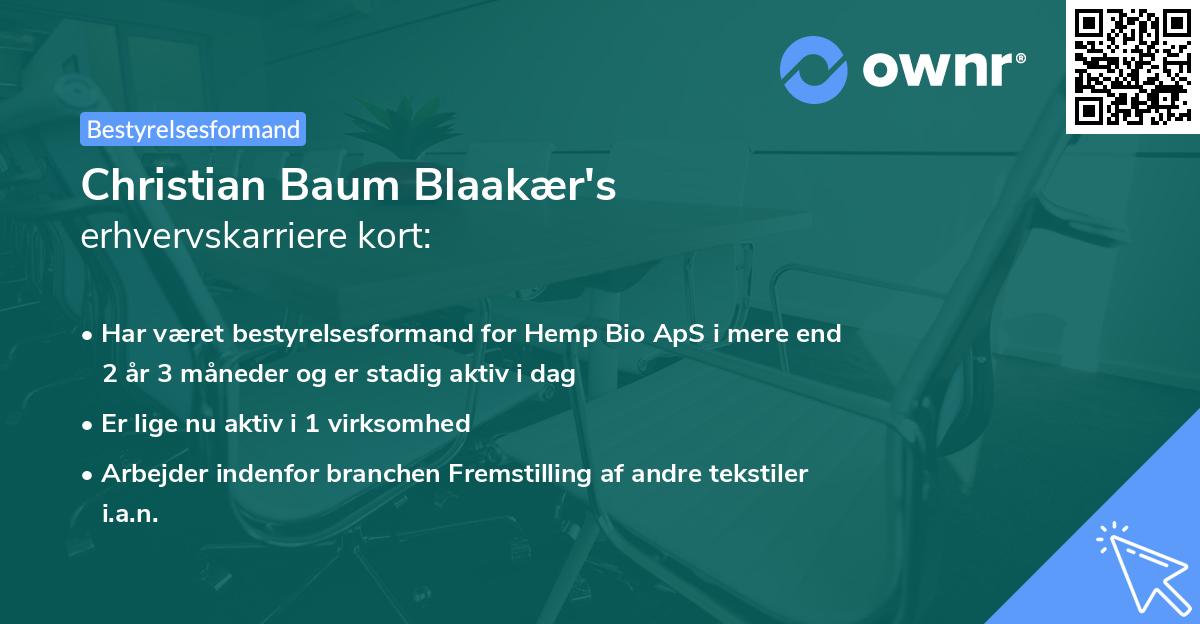 Christian Baum Blaakær's erhvervskarriere kort