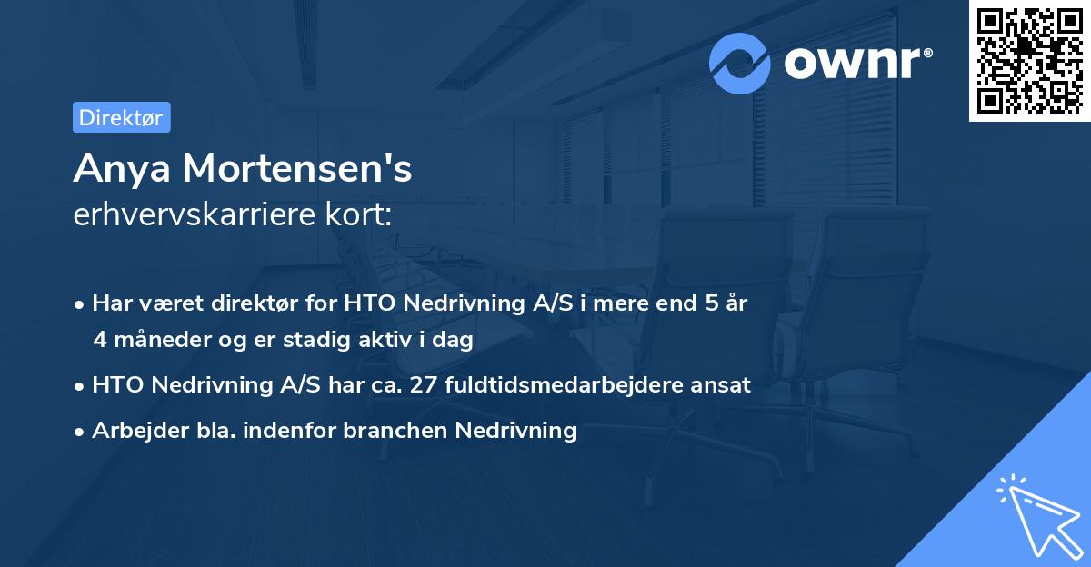 Anya Mortensen's erhvervskarriere kort