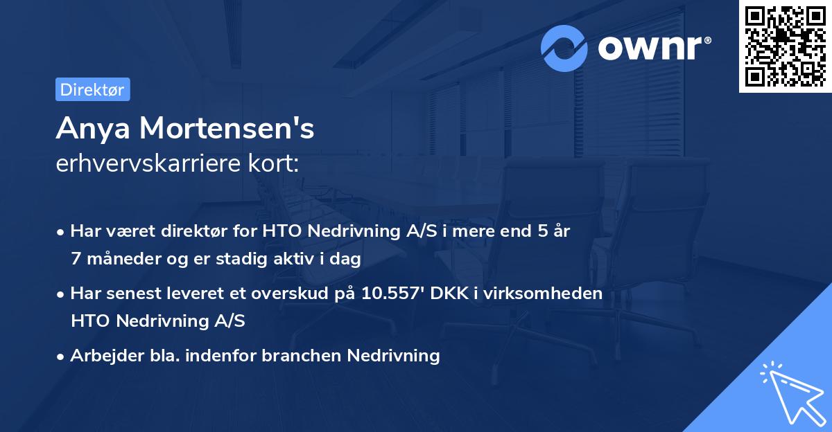 Anya Mortensen's erhvervskarriere kort