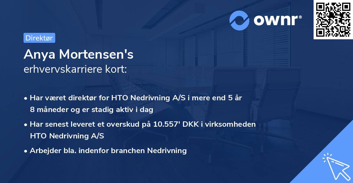 Anya Mortensen's erhvervskarriere kort