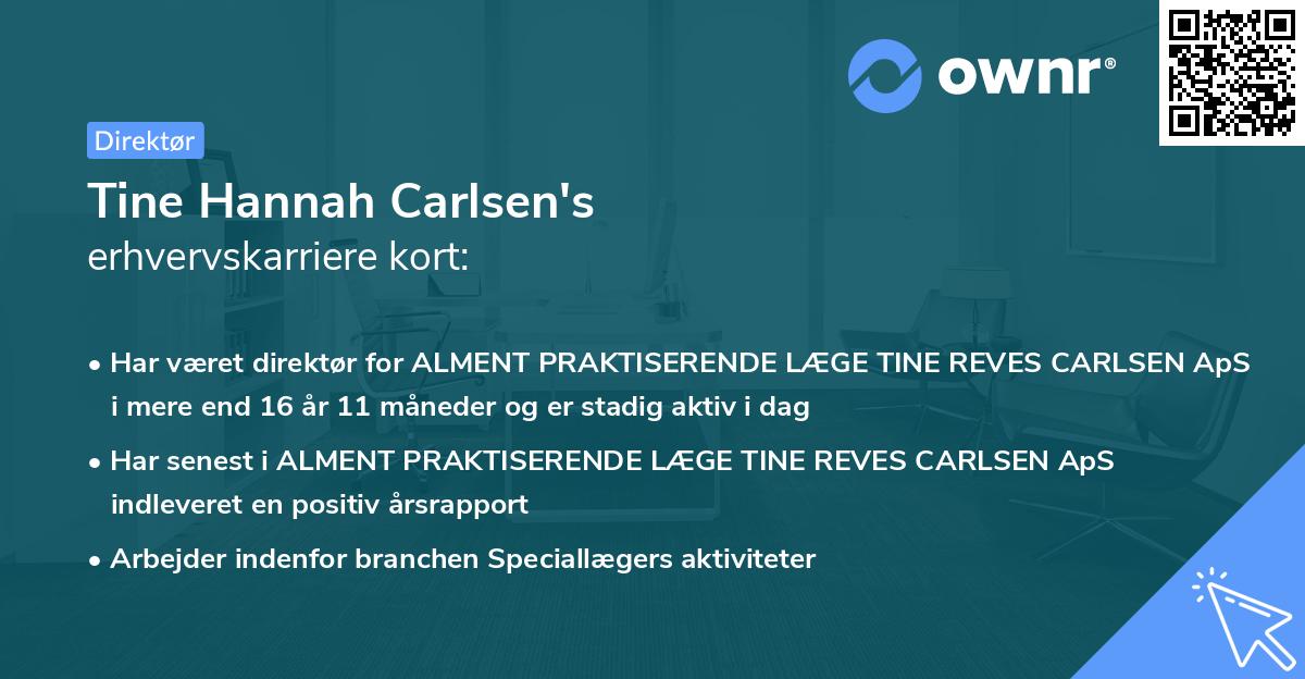 Tine Hannah Carlsen's erhvervskarriere kort