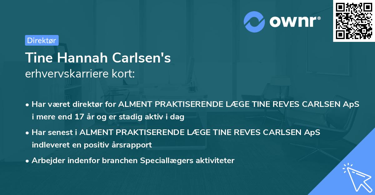 Tine Hannah Carlsen's erhvervskarriere kort