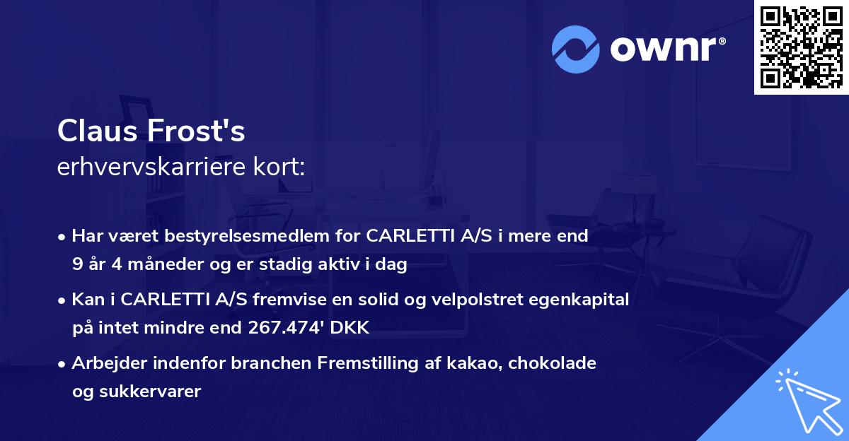 Claus Frost's erhvervskarriere kort