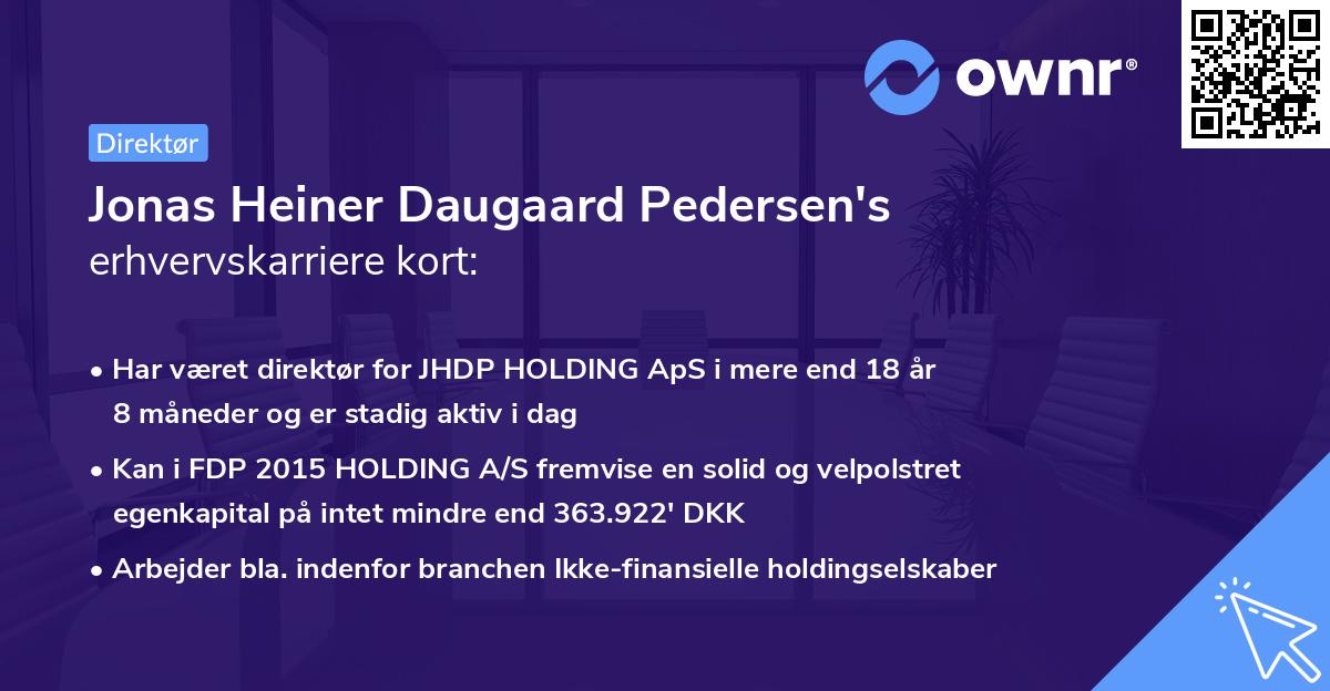 Jonas Heiner Daugaard Pedersen's erhvervskarriere kort