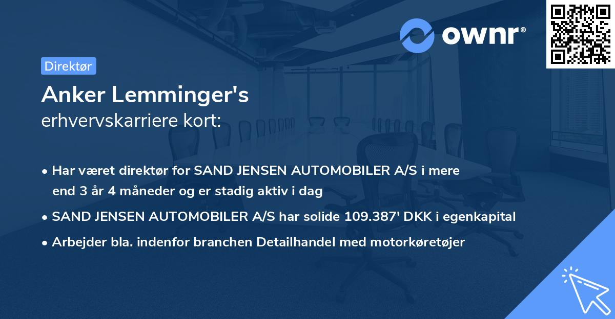 Anker Lemminger's erhvervskarriere kort