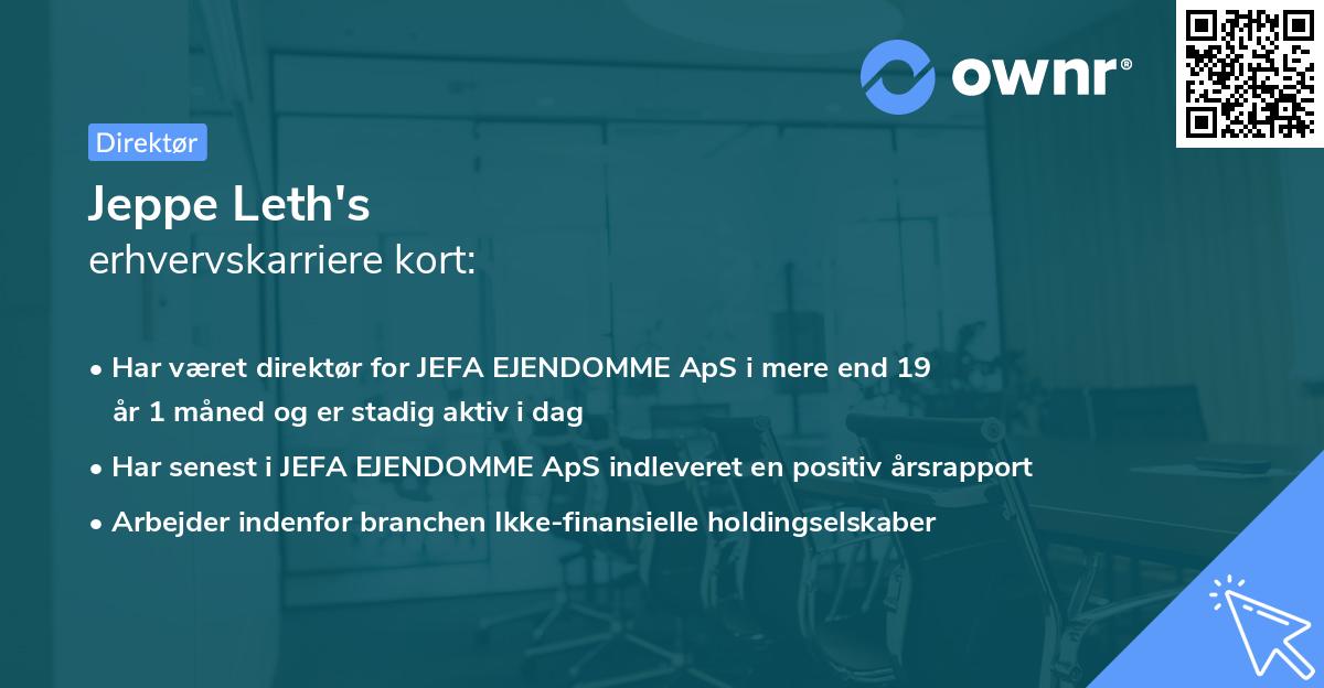 Jeppe Leth's erhvervskarriere kort