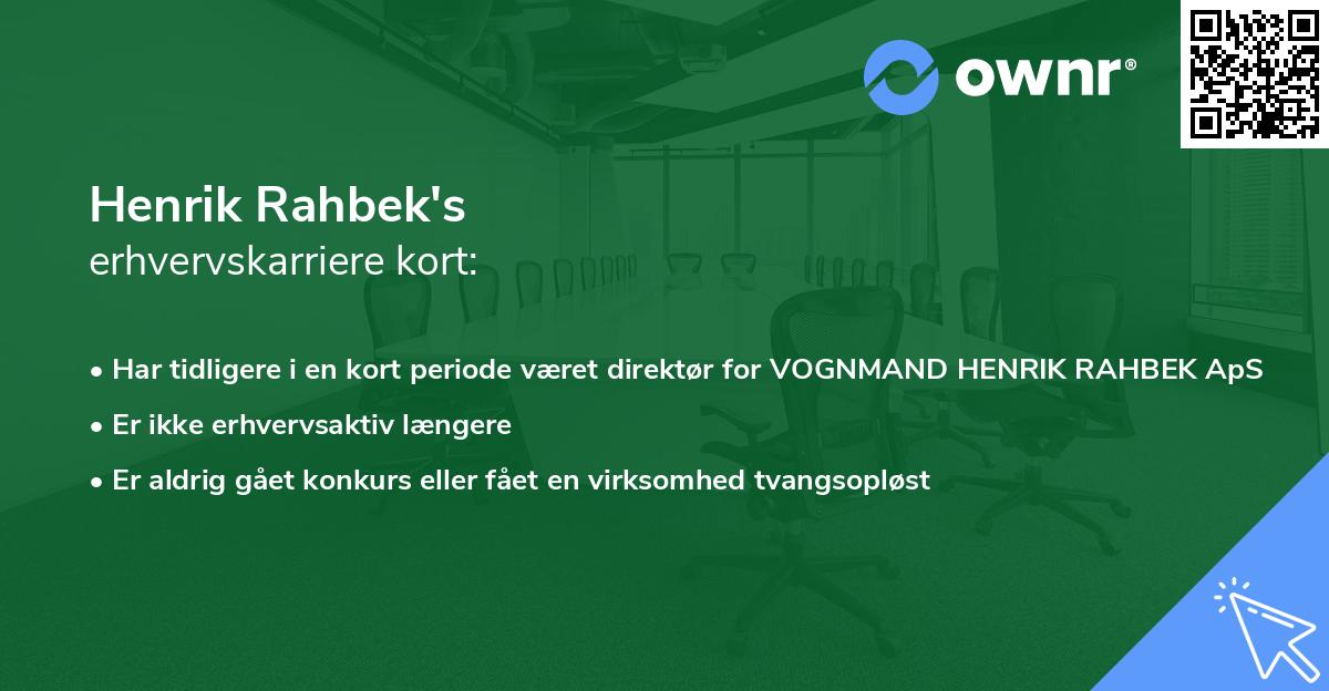 Henrik Rahbek's erhvervskarriere kort