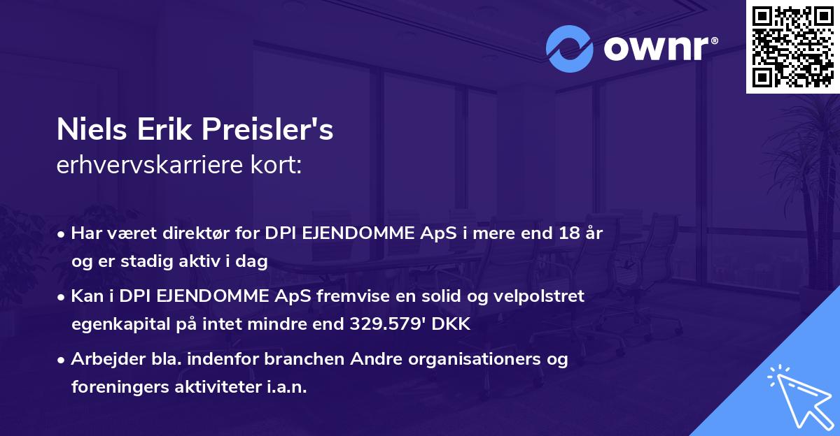 Niels Erik Preisler's erhvervskarriere kort