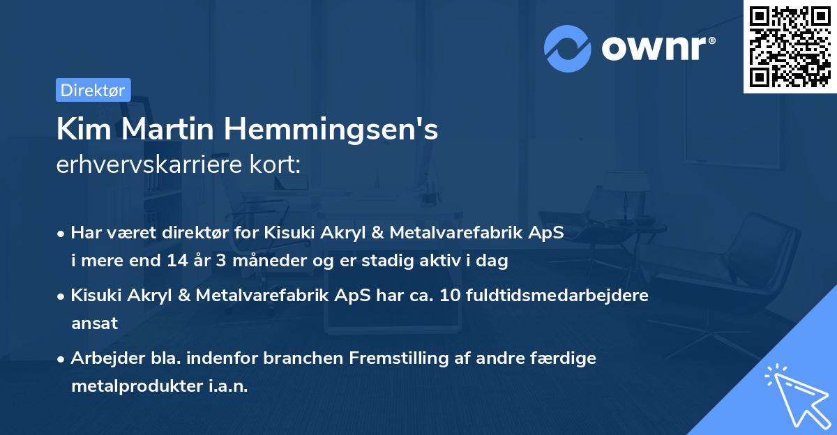 Kim Martin Hemmingsen's erhvervskarriere kort