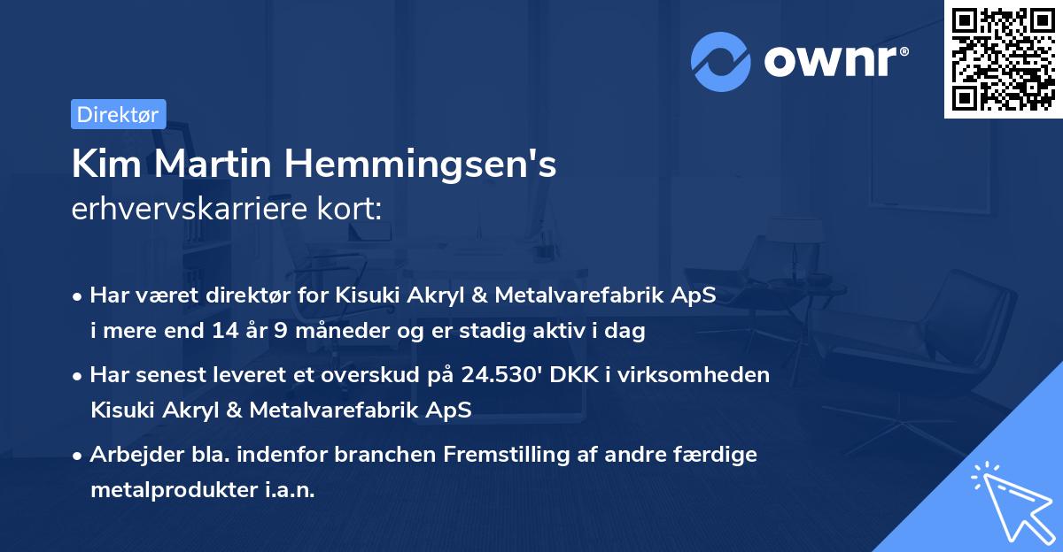 Kim Martin Hemmingsen's erhvervskarriere kort