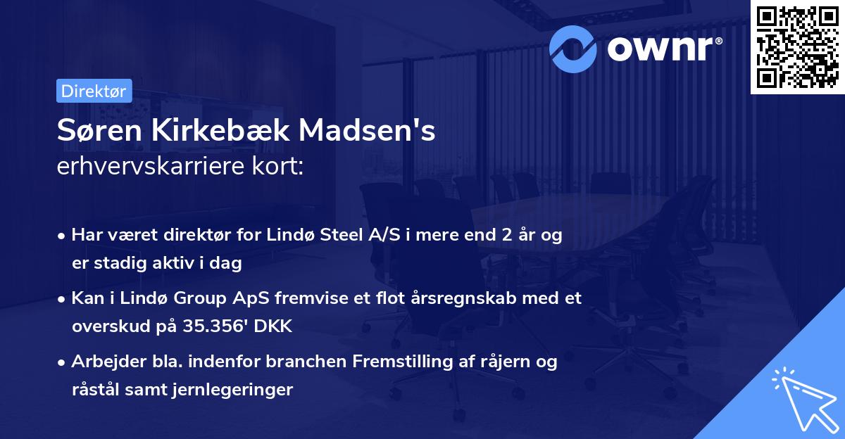 Søren Kirkebæk Madsen's erhvervskarriere kort