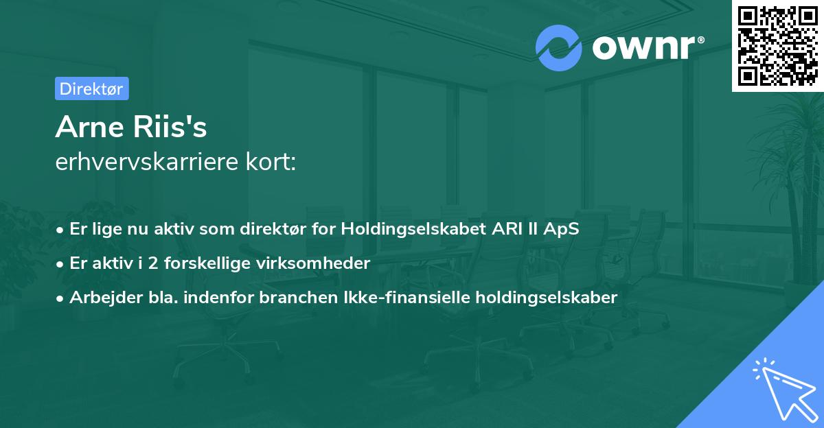 Arne Riis's erhvervskarriere kort