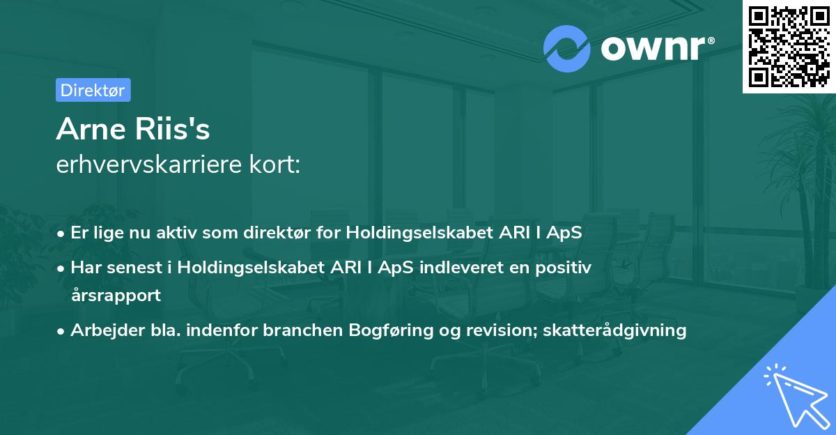 Arne Riis's erhvervskarriere kort