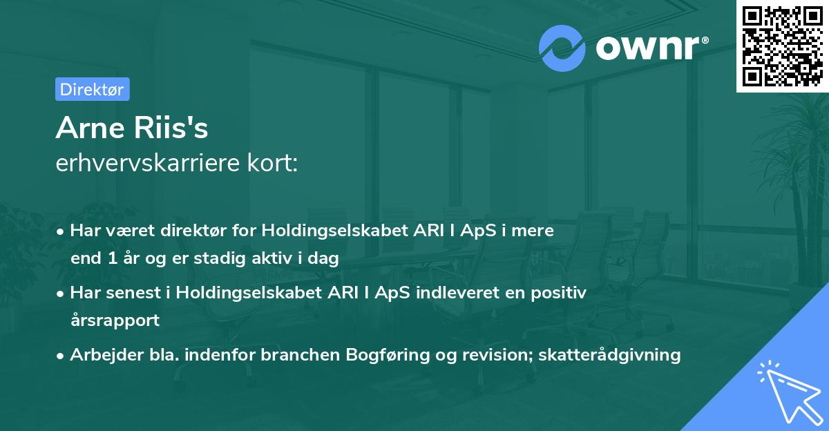 Arne Riis's erhvervskarriere kort