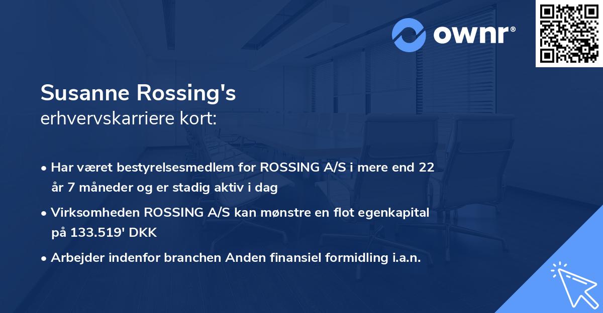 Susanne Rossing's erhvervskarriere kort