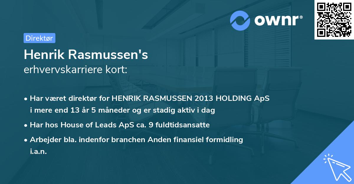 Henrik Rasmussen's erhvervskarriere kort