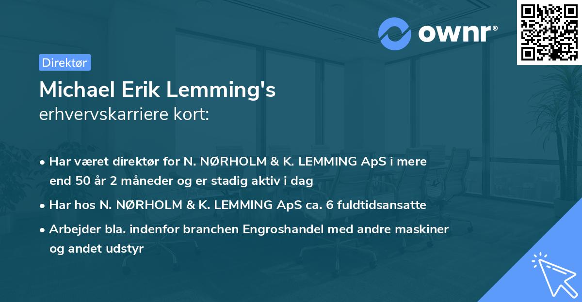 Michael Erik Lemming's erhvervskarriere kort