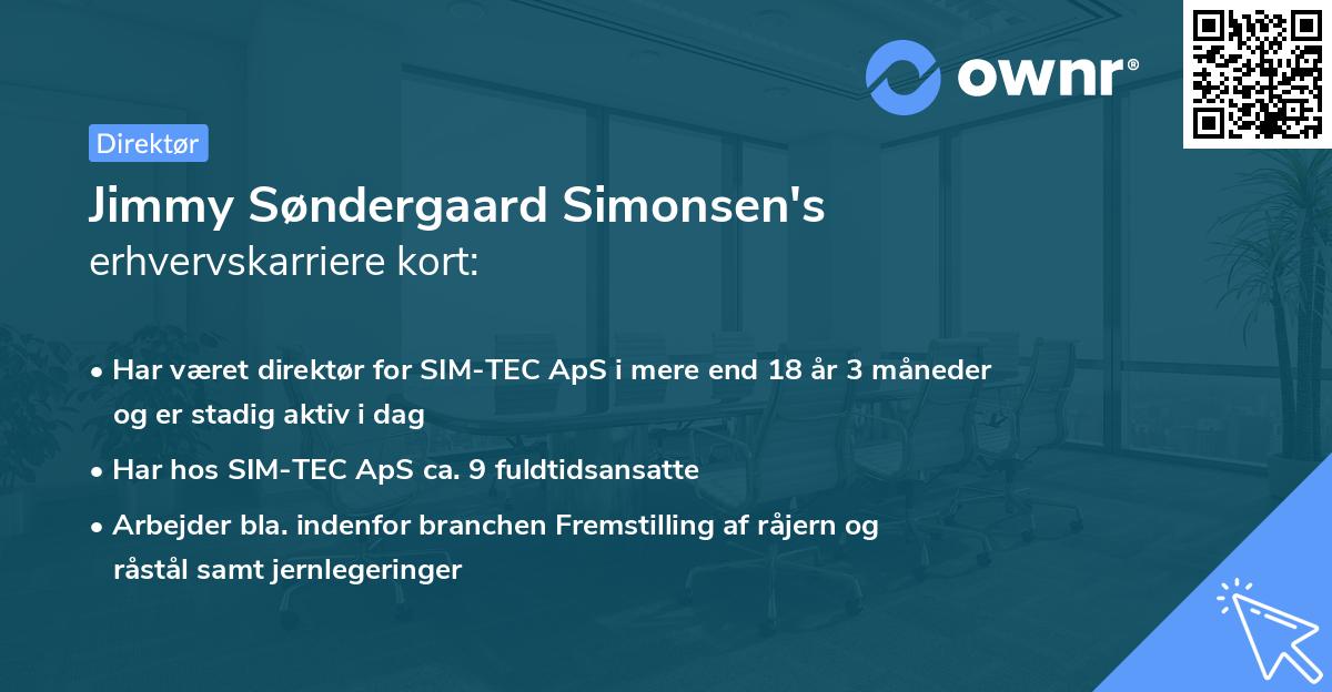 Jimmy Søndergaard Simonsen's erhvervskarriere kort