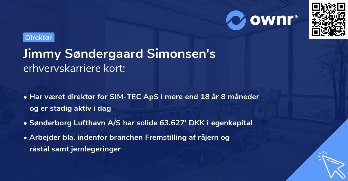 Jimmy Søndergaard Simonsen's erhvervskarriere kort