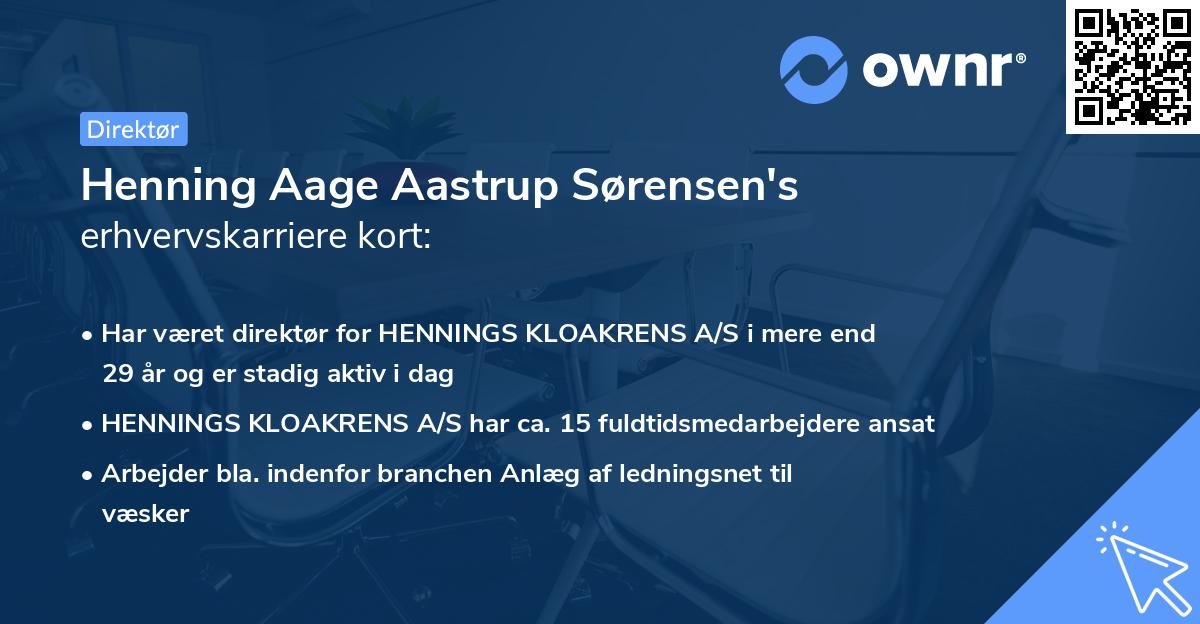 Henning Aage Aastrup Sørensen's erhvervskarriere kort