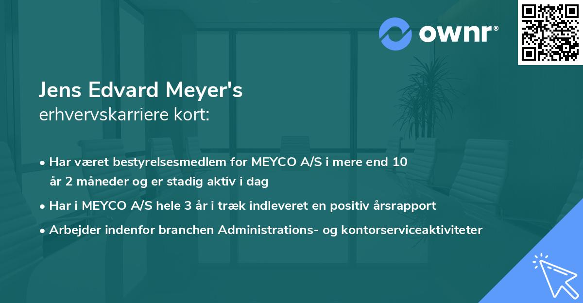 Jens Edvard Meyer's erhvervskarriere kort