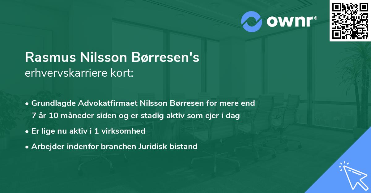 Rasmus Nilsson Børresen's erhvervskarriere kort