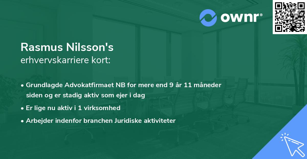 Rasmus Nilsson's erhvervskarriere kort