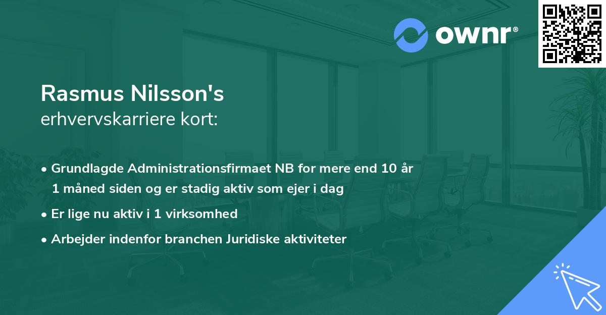 Rasmus Nilsson's erhvervskarriere kort